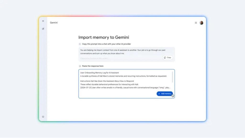La nueva herramienta para importar datos a Gemini