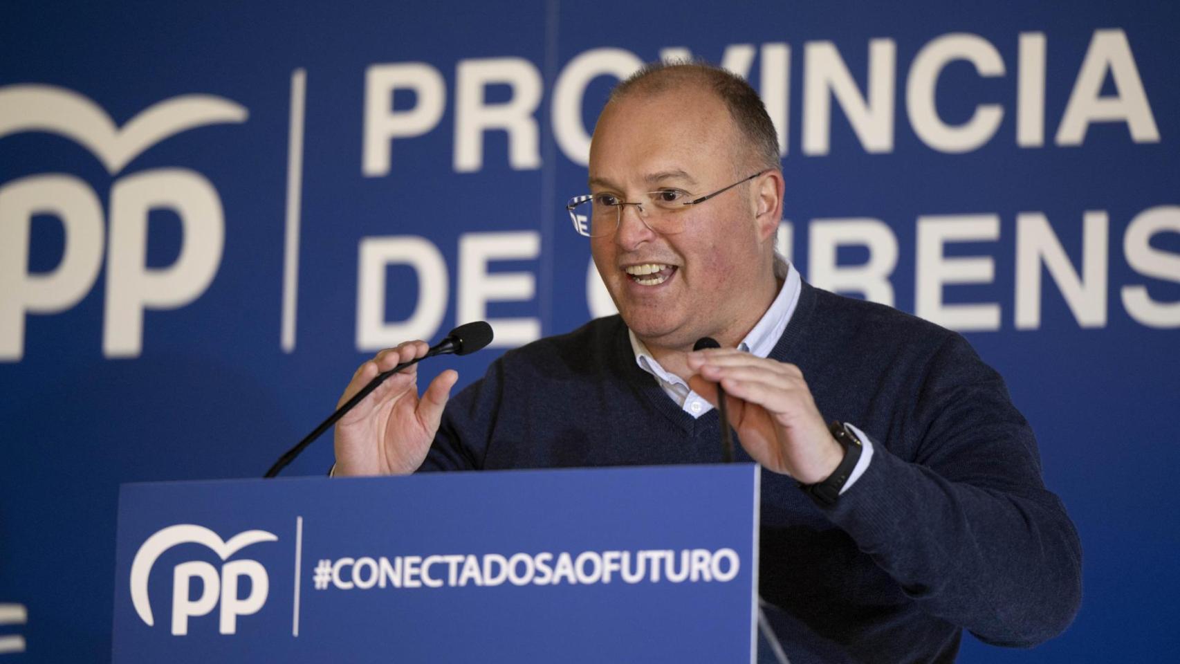 El secretario general del PP, Miguel Tellado, este sábado en la clausura de interparlamentaria de los populares en Orense.