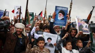 Houthi supporters rally in solidarity with Iran as US-Israel conflict with Iran continues