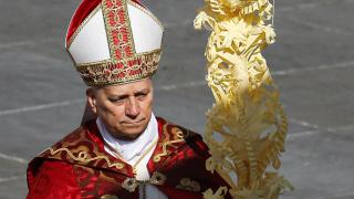 El Papa León XIV durante la misa del Domingo de Ramos este domingo en la Plaza de San Pedro.
