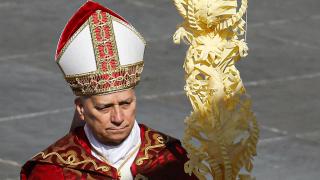 Pope Leo XIV during Palm Sunday mass this Sunday in St. Peter's Square.