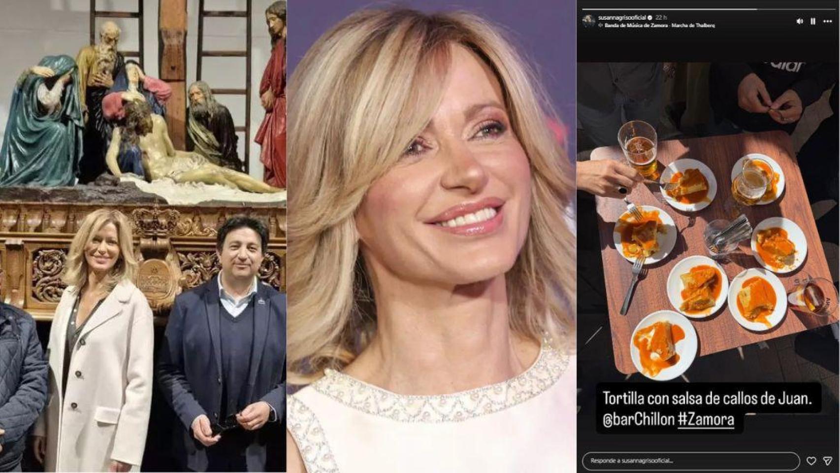 La comentada visita de Susana Griso a la Semana Santa de Zamora: una más en las procesiones y repone fuerzas con la famosa tortilla con salsa de callos