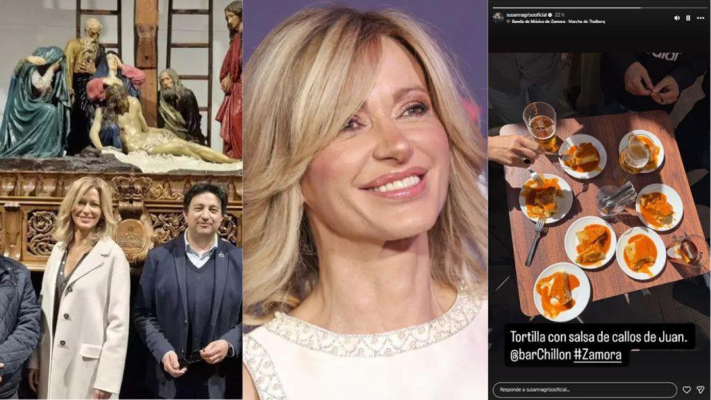 La comentada visita de Susana Griso a la Semana Santa de Zamora: una más en las procesiones y repone fuerzas con la famosa tortilla con salsa de callos