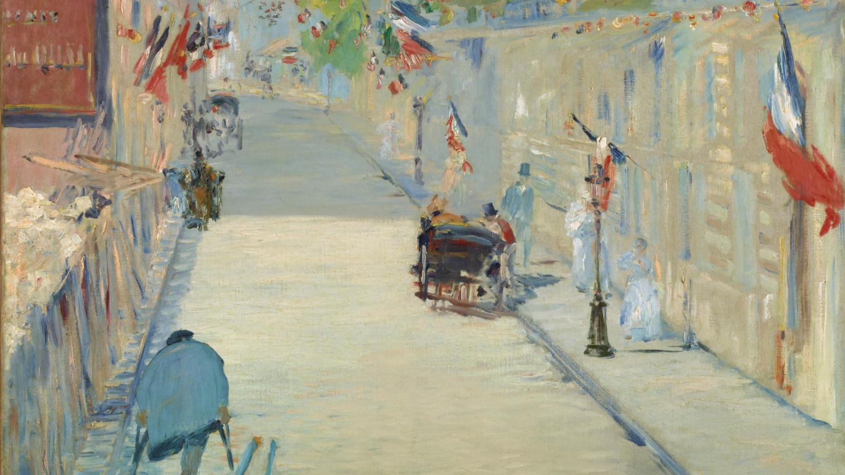Édouard Manet: 'La Rue Mosnier con banderas', 1878 (detalle). Museo J. Paul Getty