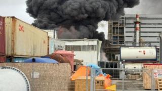 The impact of the remains of an Iranian missile causes a leak of hazardous materials in an industrial area in southern Israel