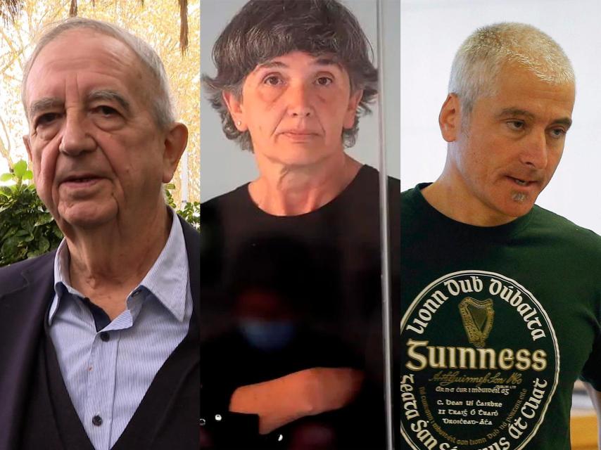 El exportavoz del PNV Iñaki Anasagasti, junto a la imagen de los presos de ETA Soledad Iparraguirre 'Anboto'y Francisco Javier García Gaztelu 'Txapote'.