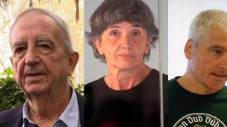 El exportavoz del PNV Iñaki Anasagasti, junto a la imagen de los presos de ETA Soledad Iparraguirre 'Anboto'y Francisco Javier García Gaztelu 'Txapote'.