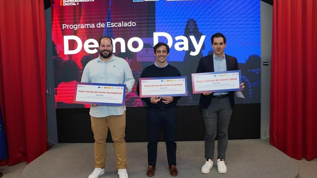 Las tres startups reconocidas por la Comunidad de Madrid en su Demo Day.