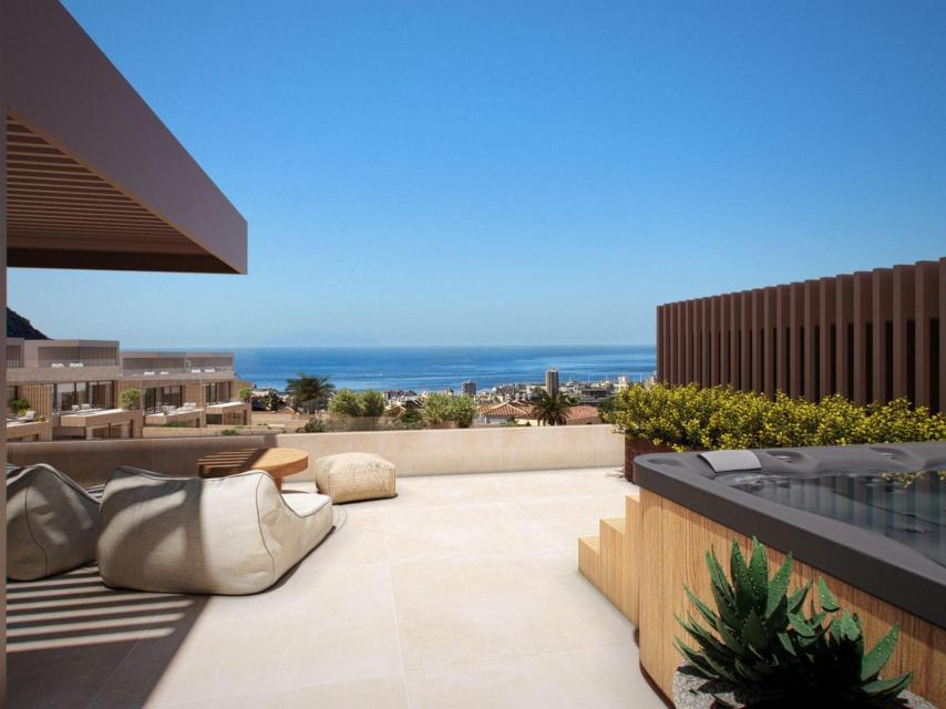 Simulación de la terraza de uno de los chalets de Ocean Hills