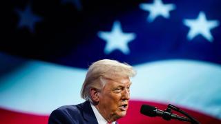 US President Donald Trump delivers a speech at the Future Investment Initiative (FII) Institute summit at the Faena Forum in Miami Beach, Florida, USA, on March 27, 2026