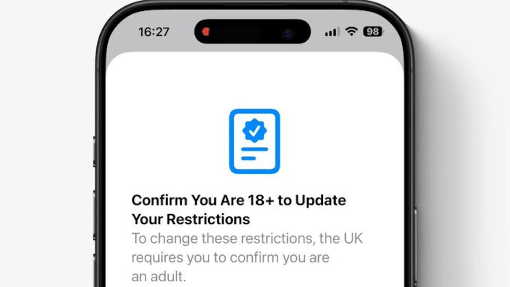 Pantalla de verificación de edad en iPhone