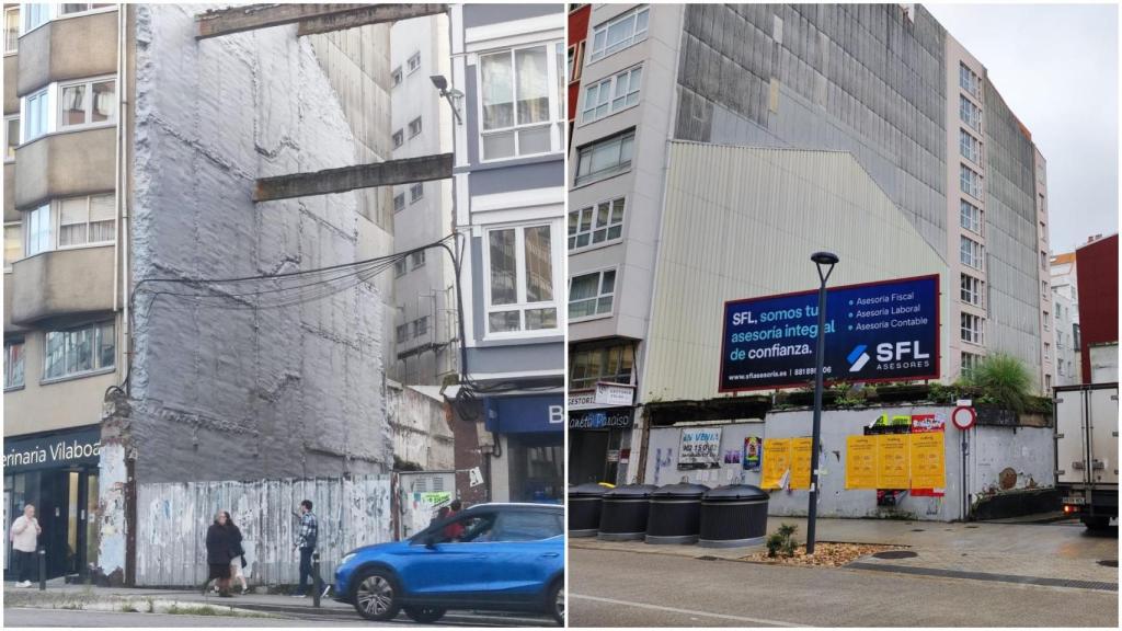 Solares sin uso desde hace décadas en la avenida de Oza y la calle San Andrés.