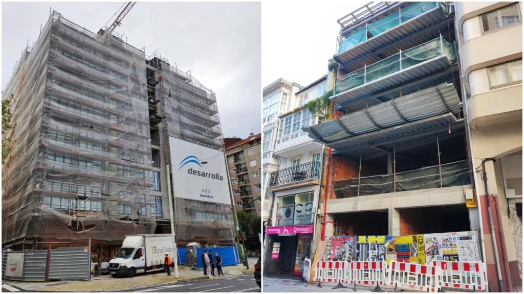 Edificios en construcción en solares que estuvieron vacíos durante años en Manuel Murguía y San Andrés.