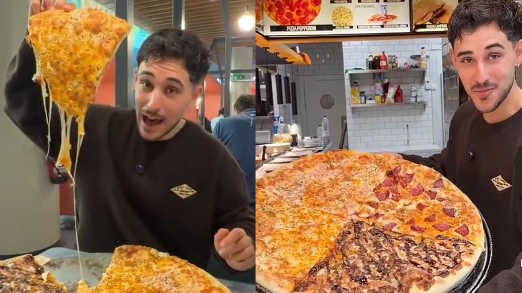 El influencer Fran Soler con la pizza gigante.