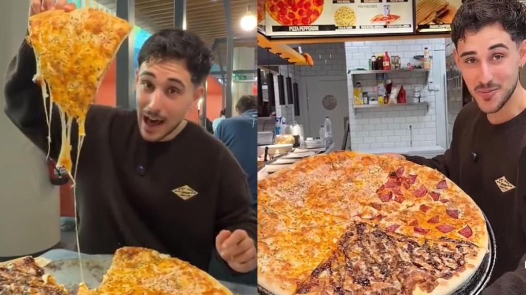 El influencer Fran Soler con la pizza gigante.