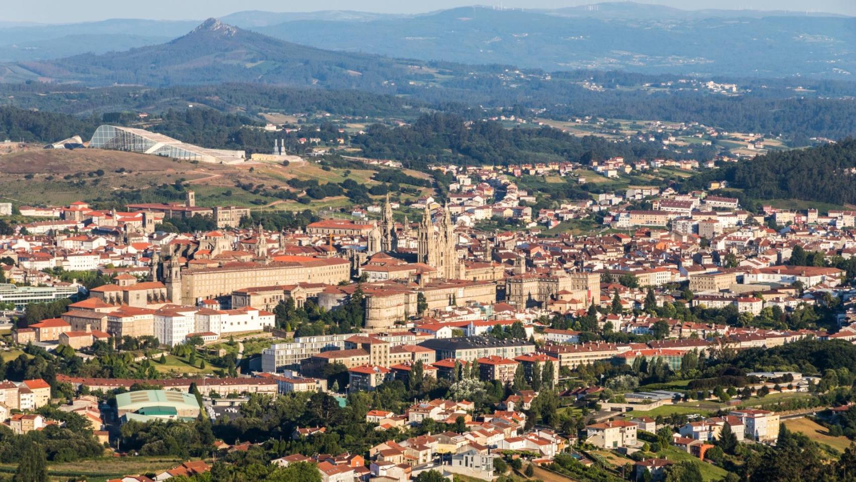 Vista aérea de Santiago de Compostela.