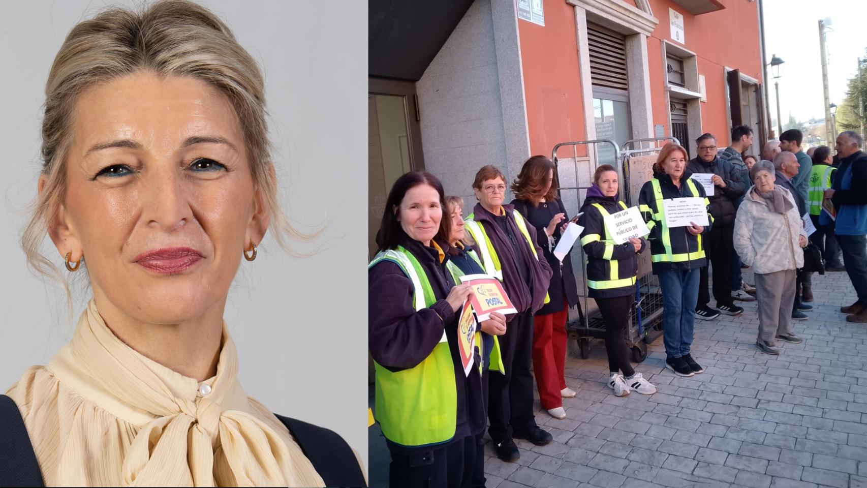 Las protestas de Correos en la zona de Aliste junto a una imagen de la ministra