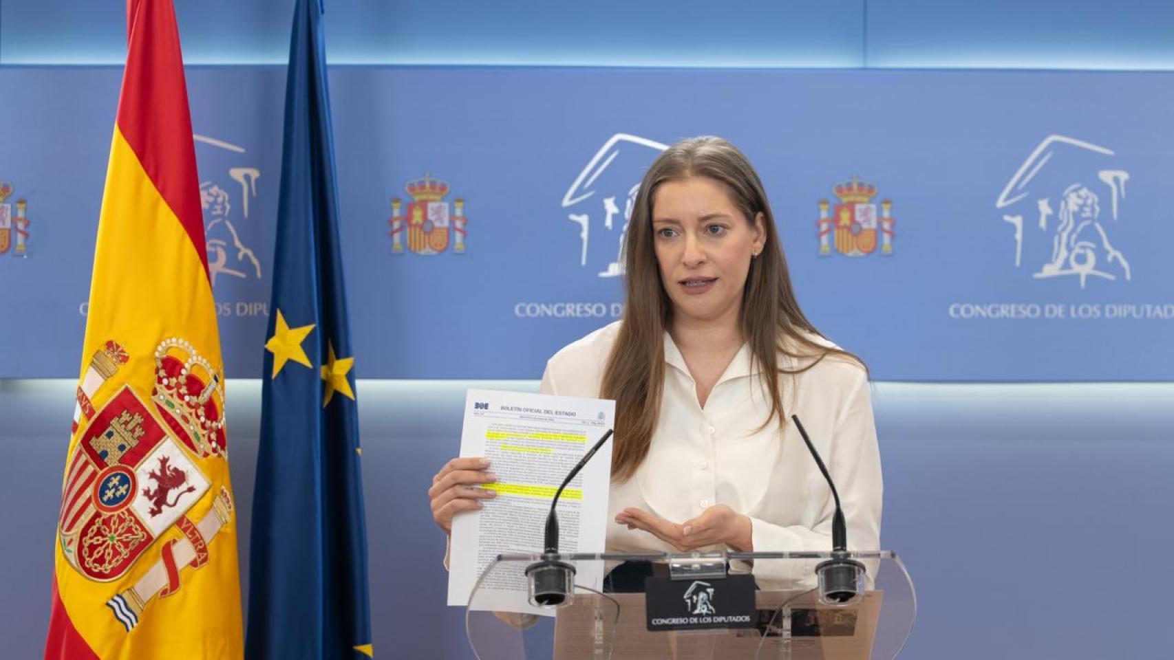 La portavoz del PP, Ester Muñoz, este martes en el Congreso de los Diputados.