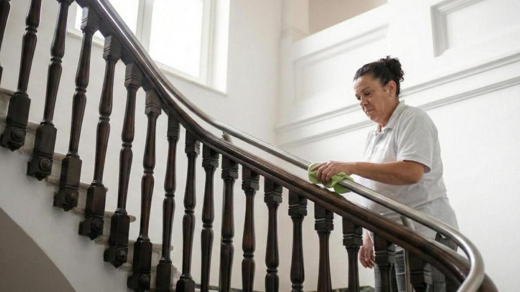 Una empleada de Más Social en una comunidad de vecinos.