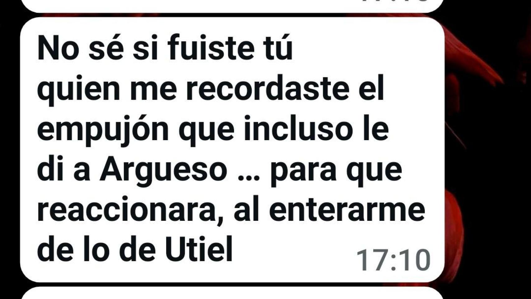 Wasap de Pradas a un bombero el pasado febrero sobre el día de la dana. EE