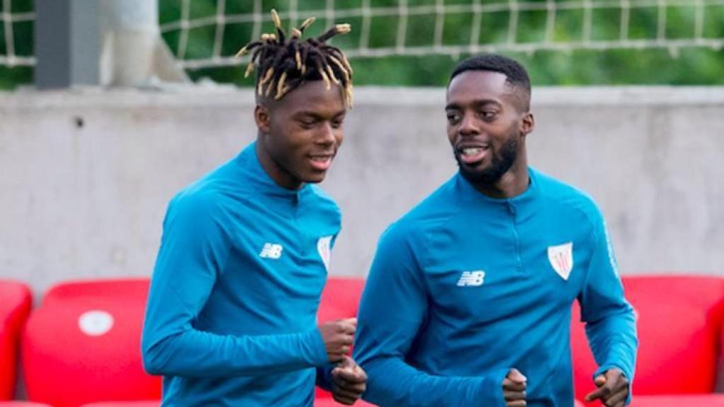 Los hermanos Williams durante un entrenamiento con el Athletic Club.