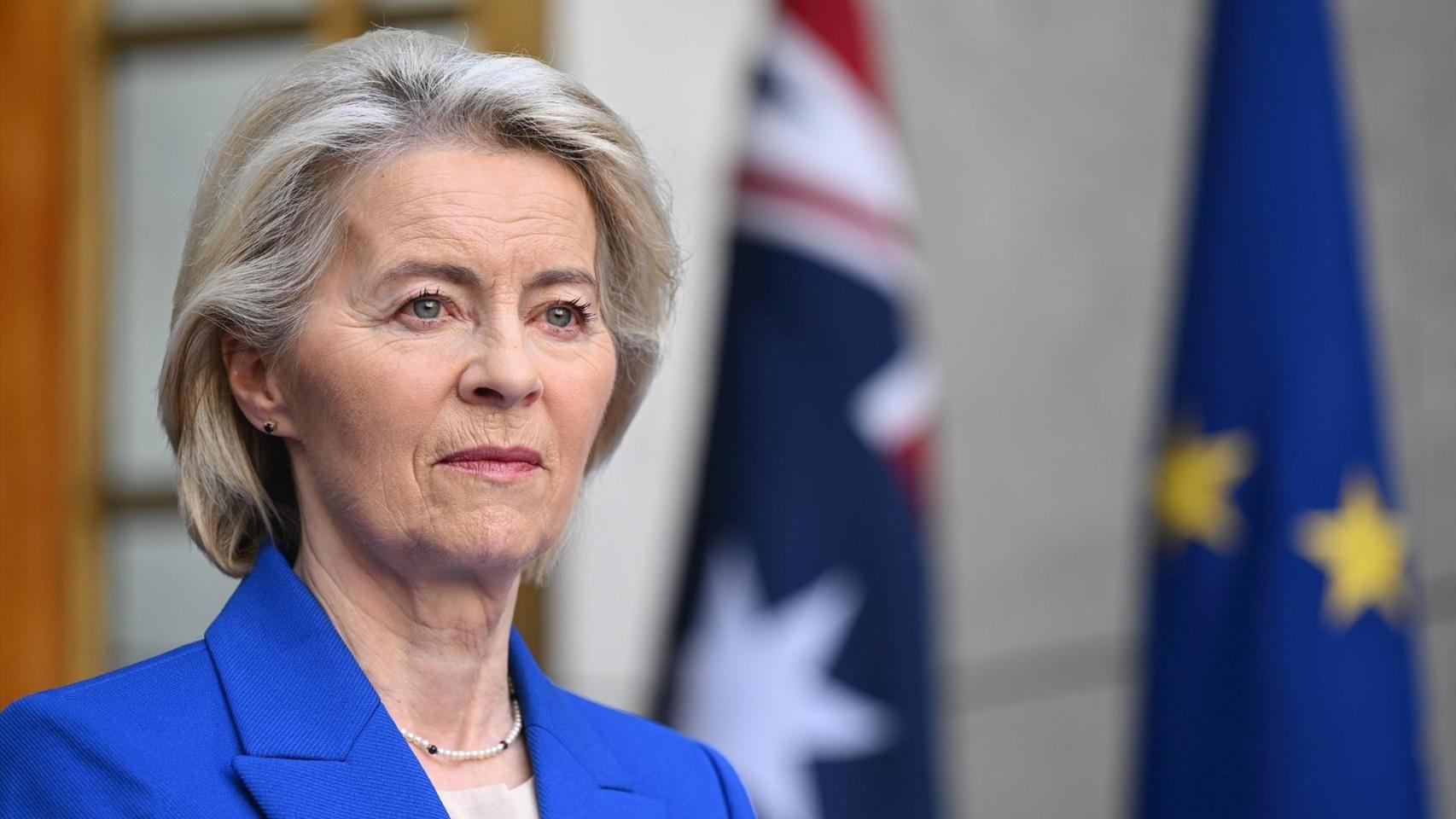 La presidenta de la Comisión Europea, Ursula Von der Leyen, en Australia.