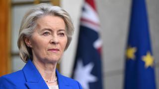 La presidenta de la Comisión Europea, Ursula Von der Leyen, en Australia.