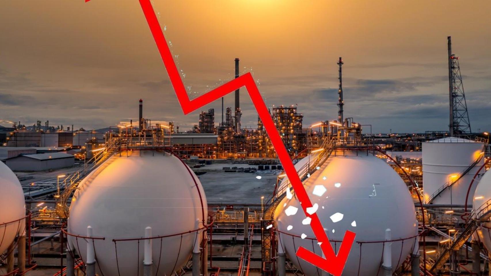 Planta petroquímica y almacenes de gas