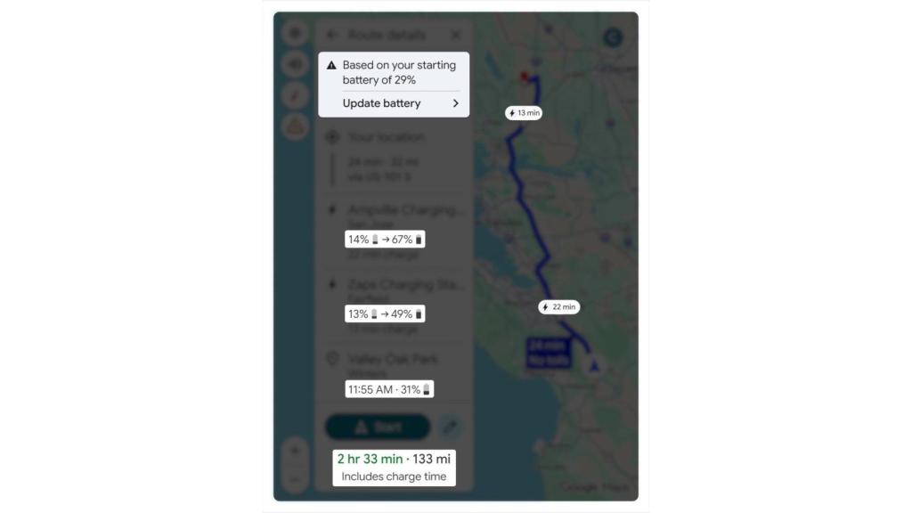 Google Maps será capaz de calcular el siguiente punto de carga en la ruta