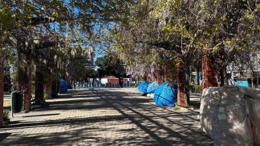 Tiendas en el final del parque