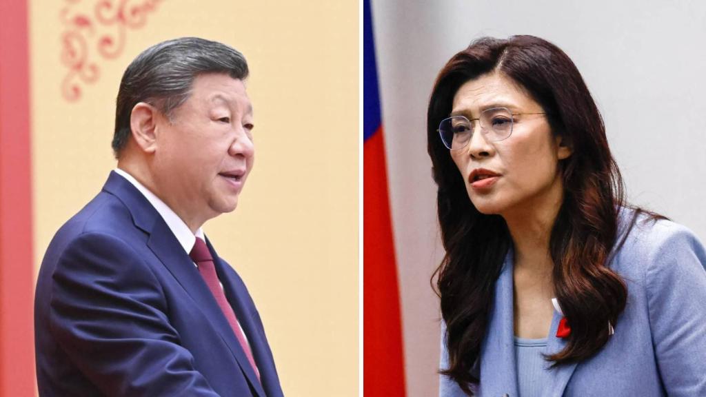 El presidente de China, Xi Jinping, y la presidenta del Kuomintang (KMT), Cheng Li-wun,