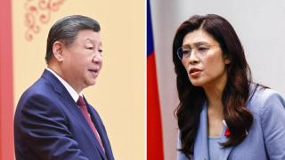 El presidente de China, Xi Jinping, y la presidenta del Kuomintang (KMT), Cheng Li-wun,