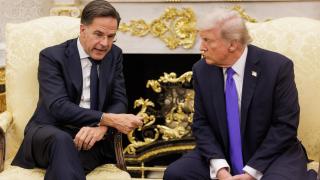 NATO Secretary General Mark Rutte and US President Donald Trump during their last meeting at the White House in October 2025