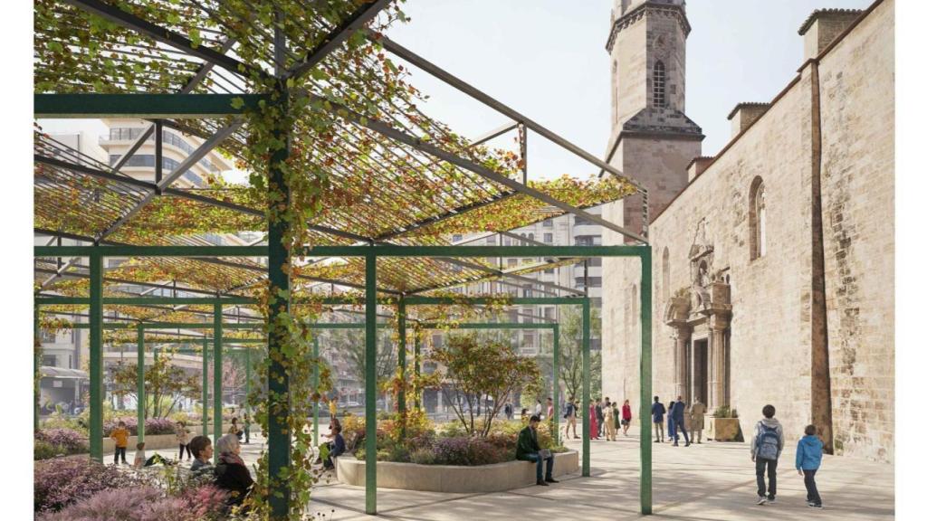 Figuración de la plaza de San Agustín de Valencia. EE
