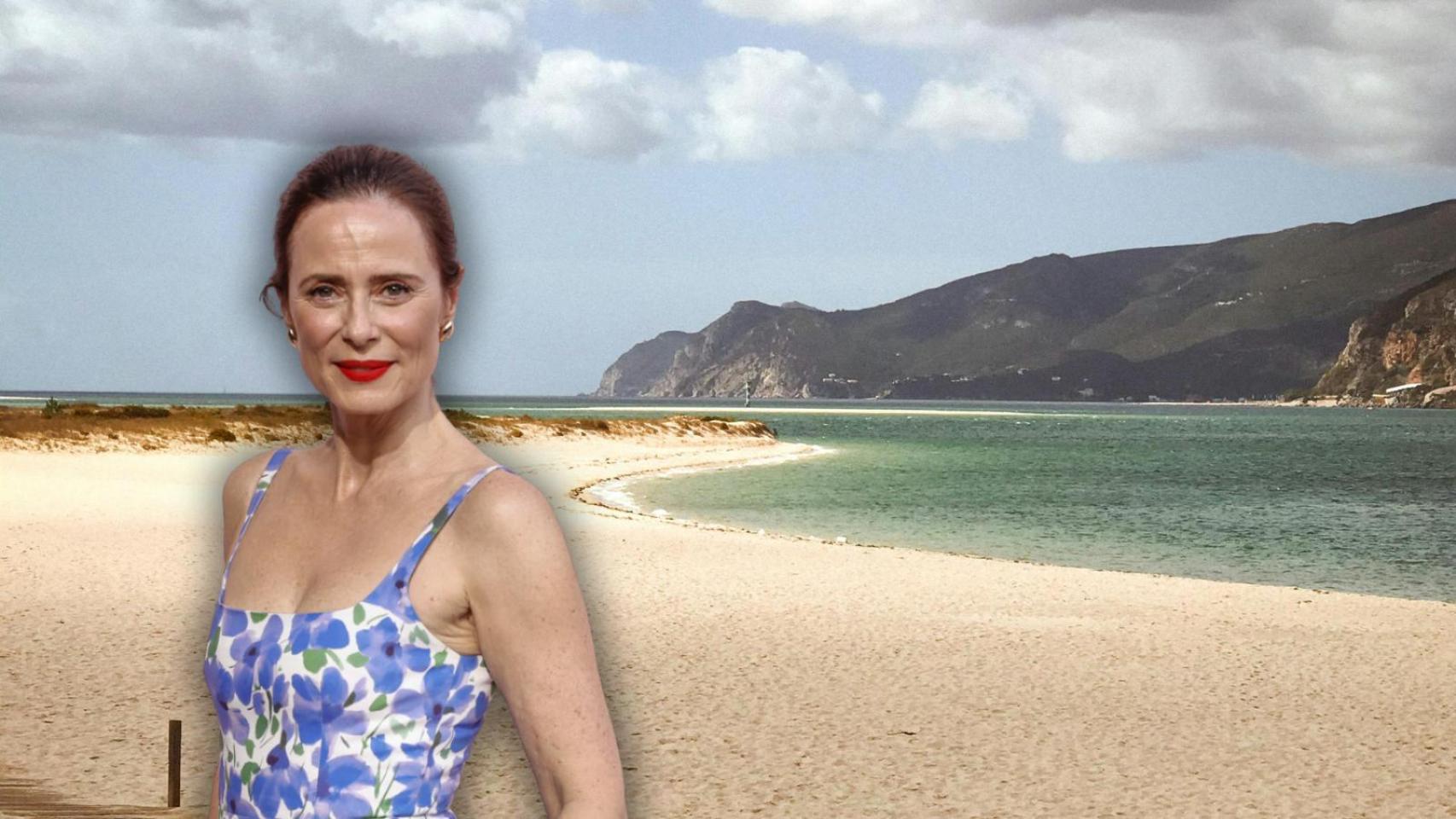 Aitana Sánchez-Gijón y la playa de Zahara de los Atunes en Cádiz.