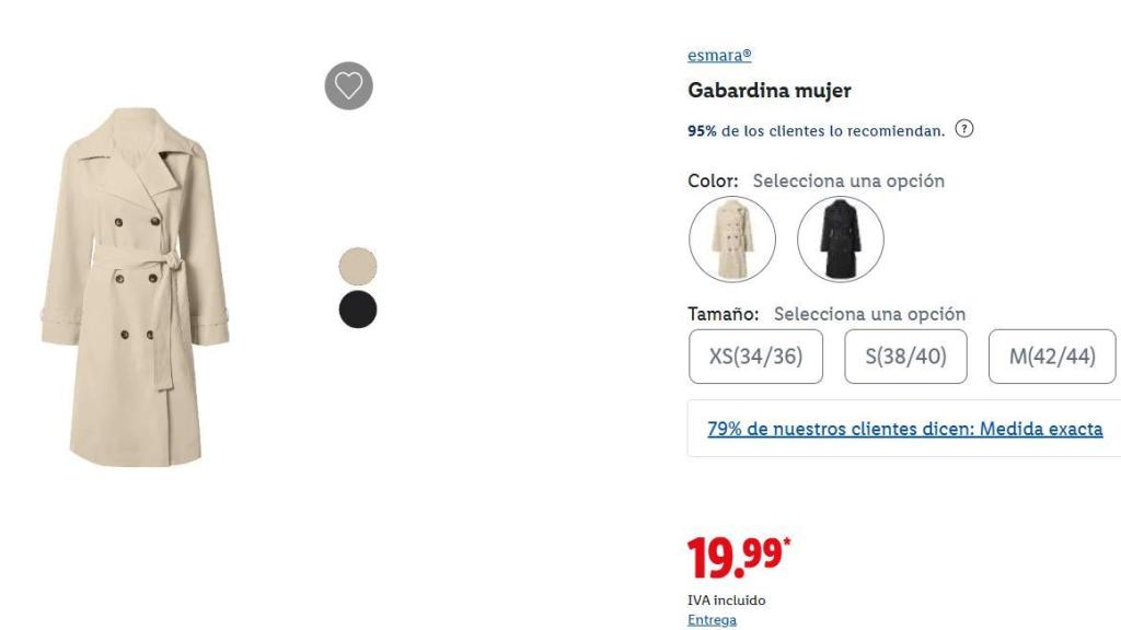 Gabardina mujer Lidl.
