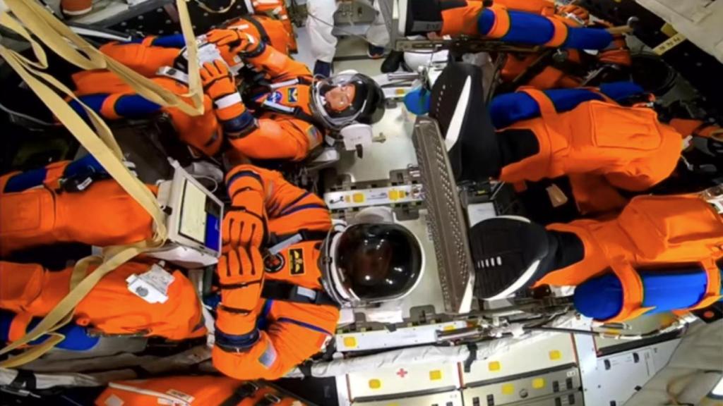 Astronautas de Artemis II en la cápsula Orion
