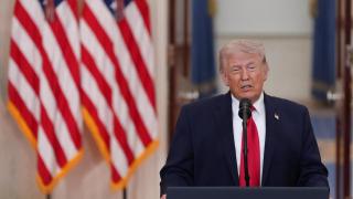 US President Donald Trump delivers an address to the nation on the war with Iran at the White House in Washington, DC, US, on April 1, 2026.