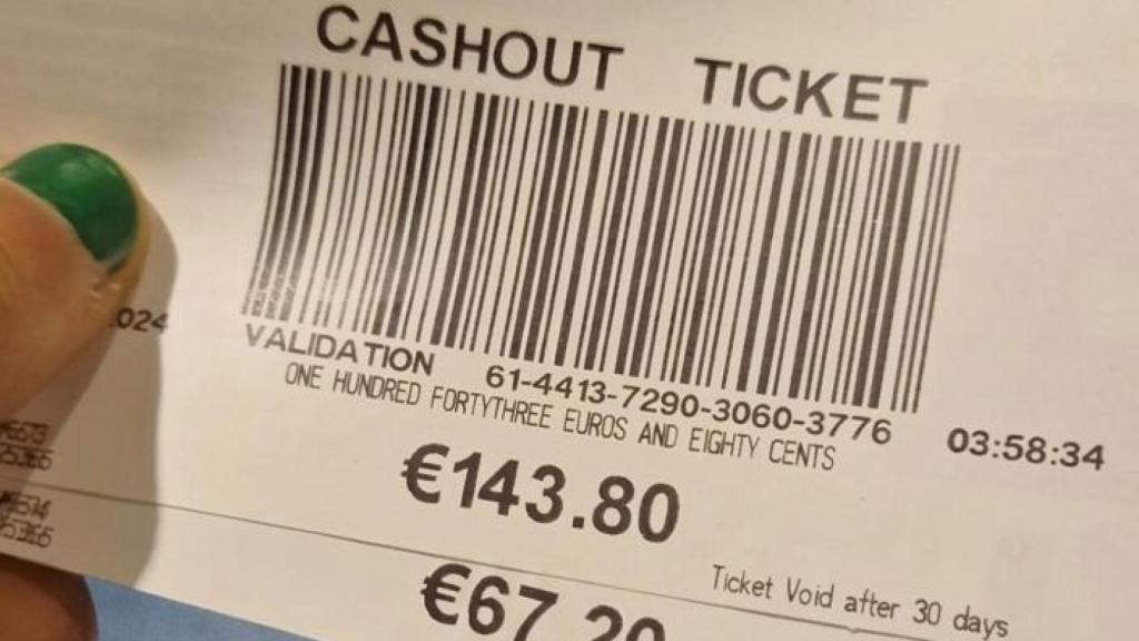 Ticket de cobro de victorias en la ruleta.