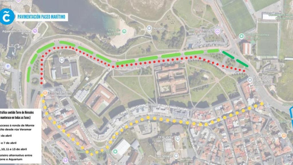 Rutas alternativas del tráfico durante los cortes en el Paseo Marítimo
