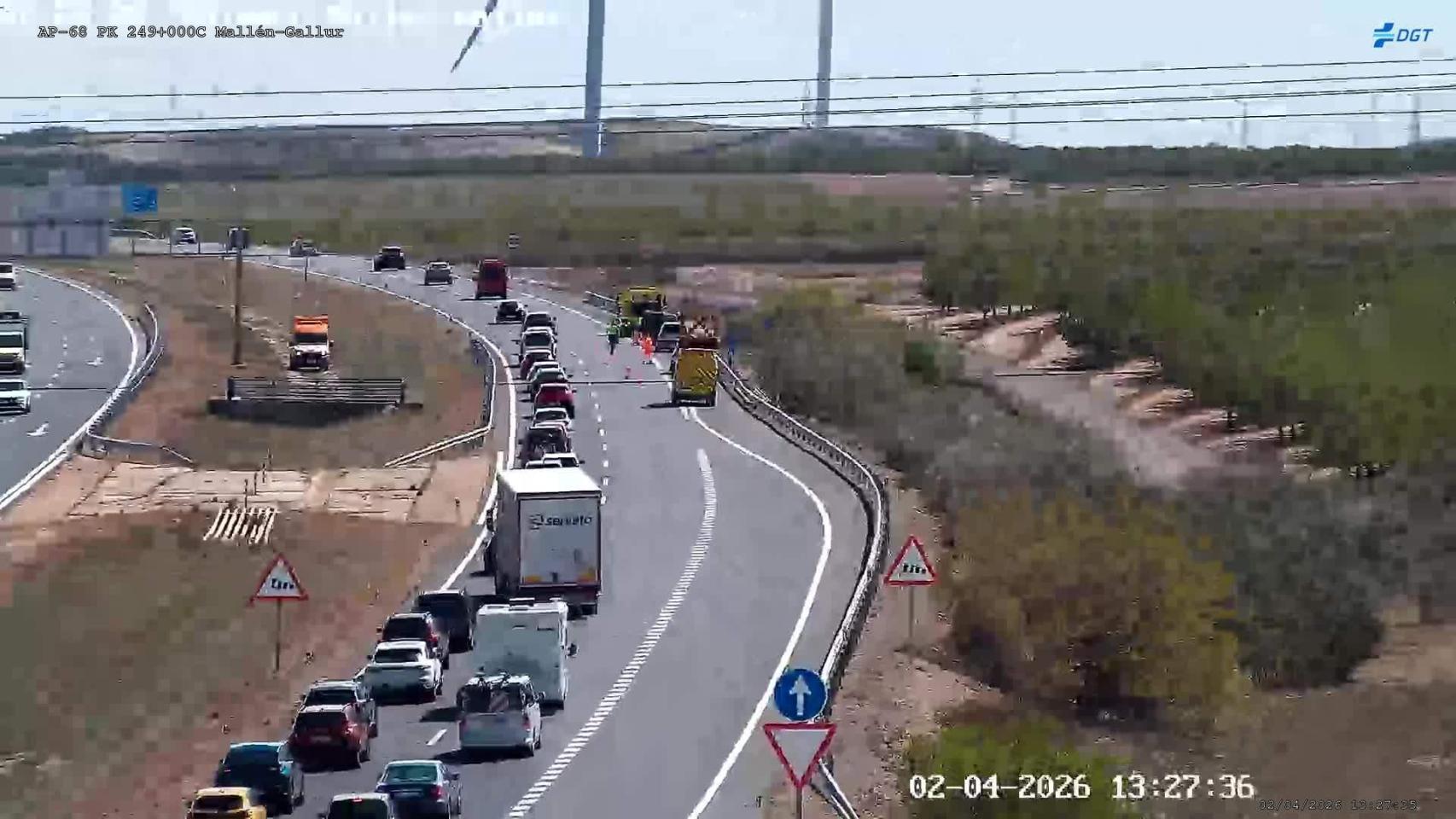 Retenciones en la AP-68 por un accidente