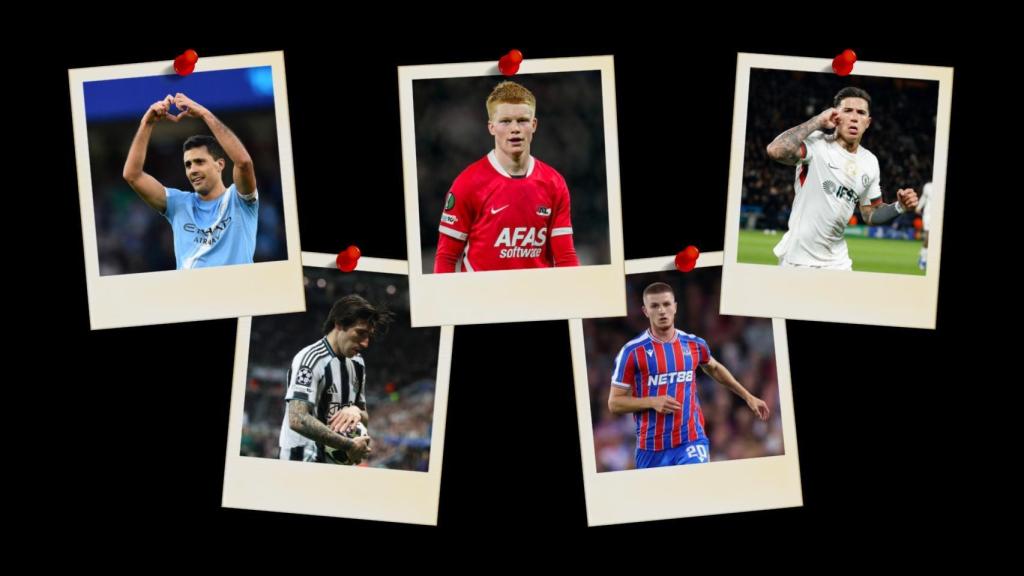 Rodri Hernández, Kees Smit, Enzo Fernández y, abajo, Sandro Tonali y Adam Wharton