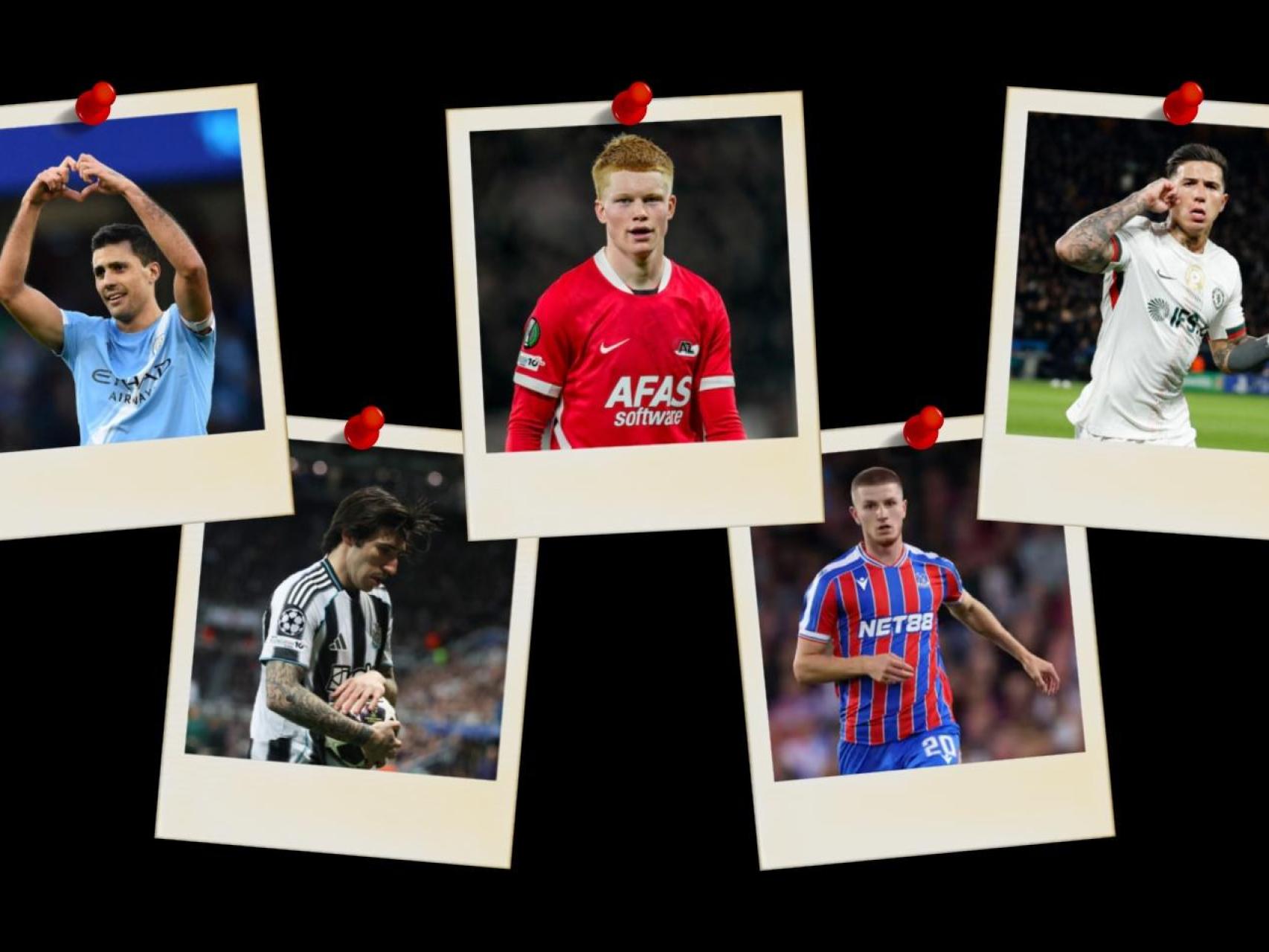 Rodri Hernández, Kees Smit, Enzo Fernández y, abajo, Sandro Tonali y Adam Wharton