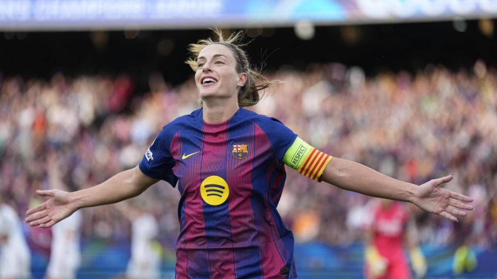 Alexia Putellas celebra el gol del 1-0 ante el Real Madrid femenino en el Camp Nou