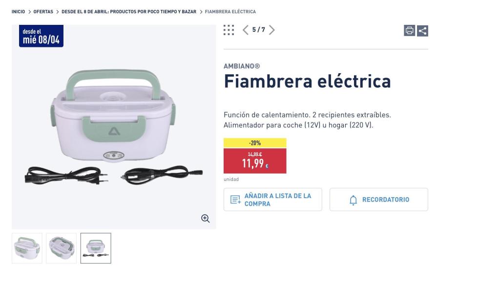 Fiambrera eléctrica.
