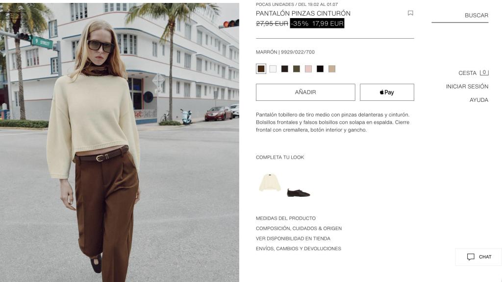 Pantalón pinzas. Ref. 9929/022/700