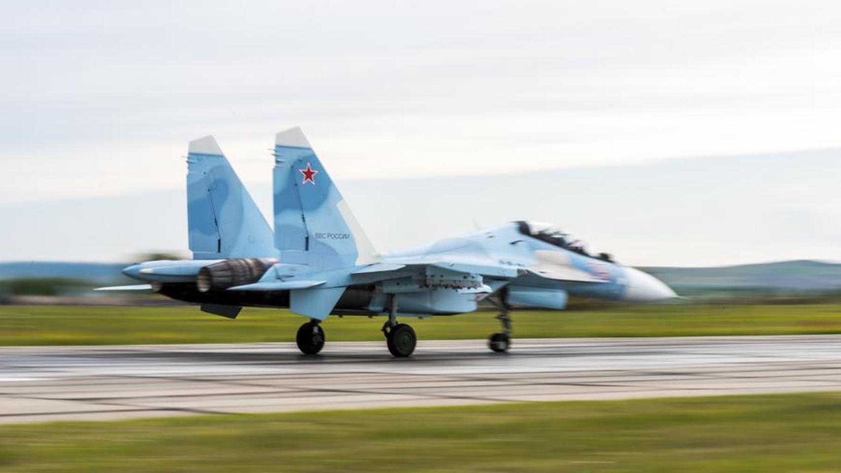 Un Su-30 de la Fuerza Aérea rusa.