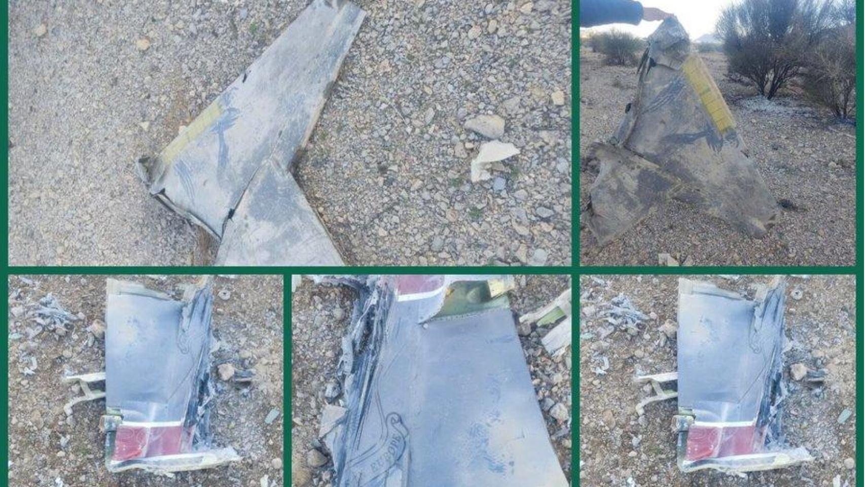 Fragmentos del F-15 estadounidense derribado por Irán.