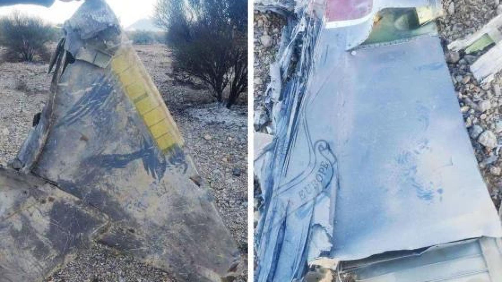 Restos de lo que la Guardia Revolucionaria de Irán afirma que es el caza estadounidense derribado.