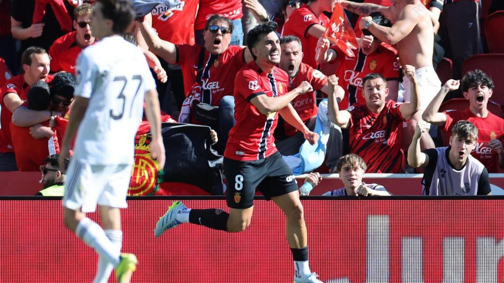 Morlanes celebra el gol marcado ante el Real Madrid.